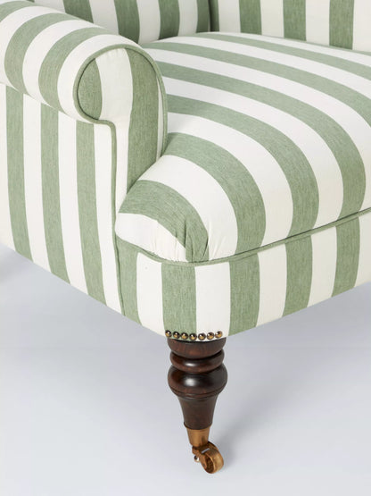 John Lewis Suffolk Armchair, Dark Leg, Green And Natural Stripe