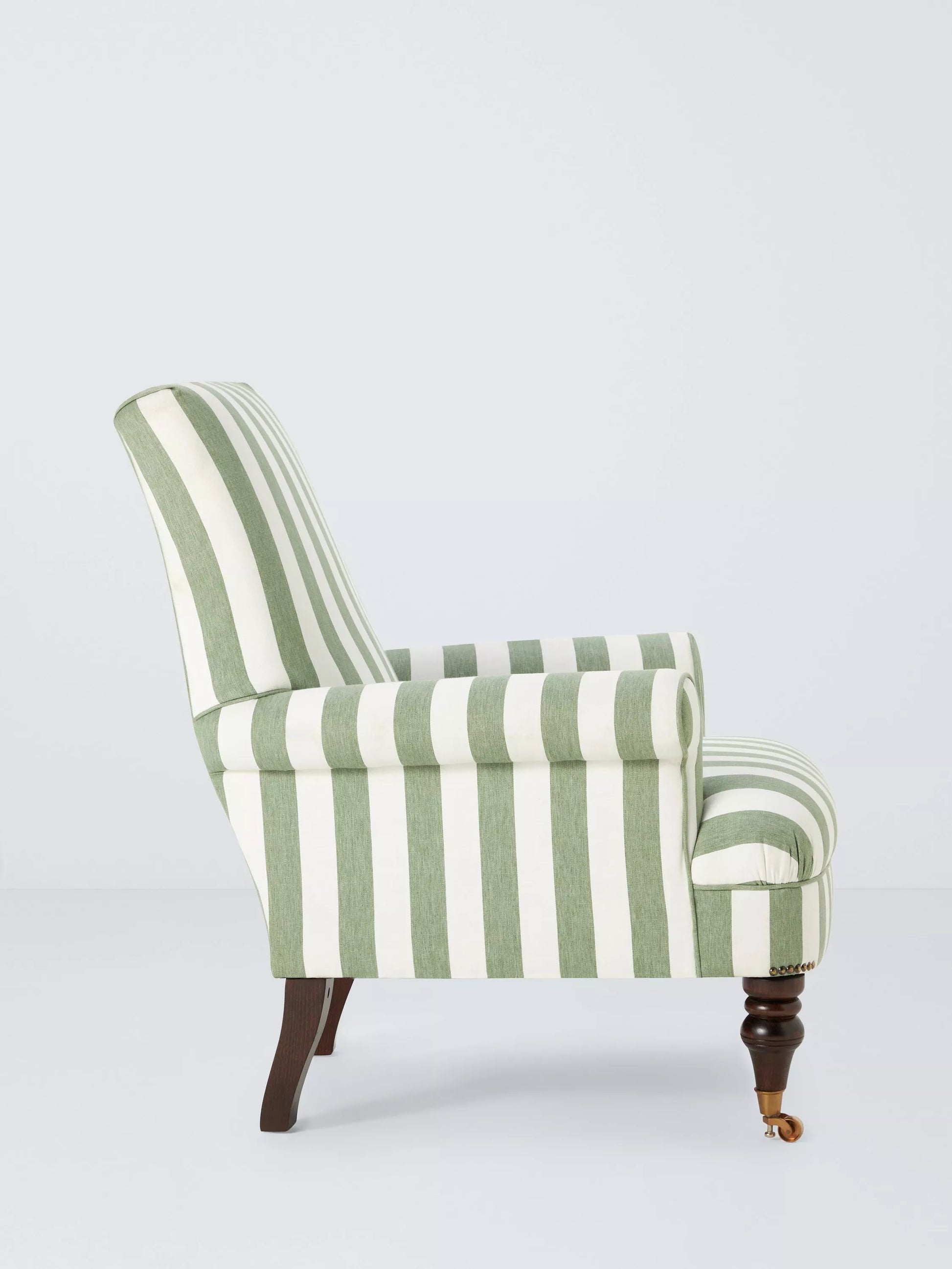 John Lewis Suffolk Armchair, Dark Leg, Green And Natural Stripe