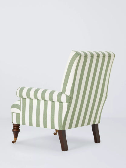 John Lewis Suffolk Armchair, Dark Leg, Green And Natural Stripe