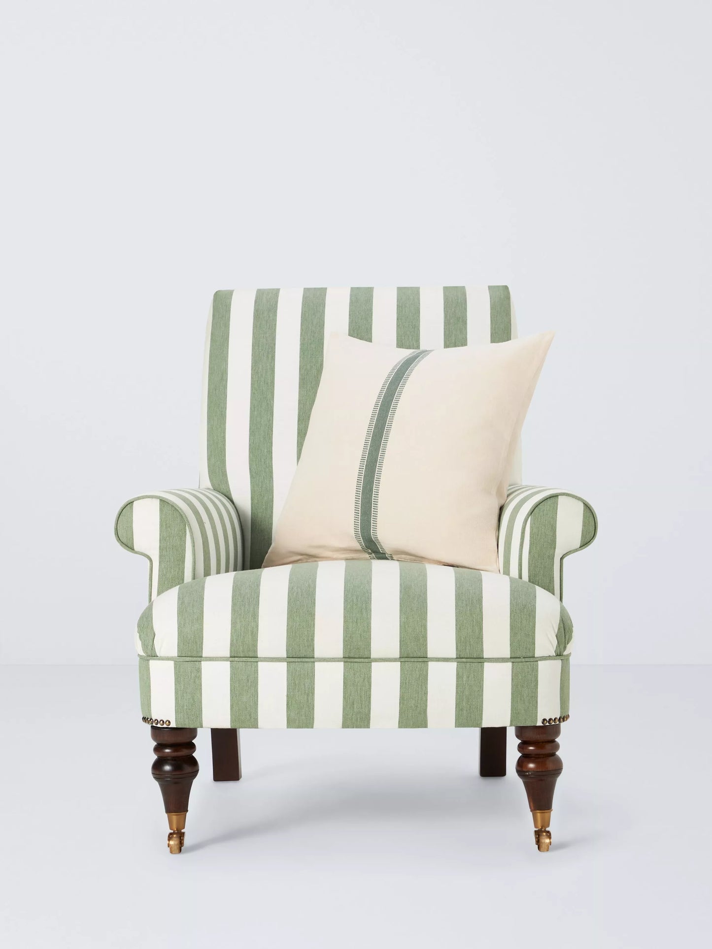 John Lewis Suffolk Armchair, Dark Leg, Green And Natural Stripe