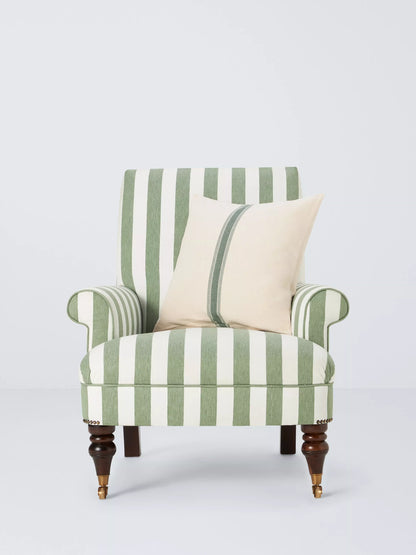 John Lewis Suffolk Armchair, Dark Leg, Green And Natural Stripe