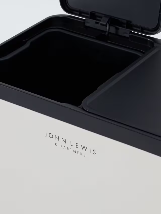 John Lewis 2 Section Recycling Bin, with Handles, 60L, Stone