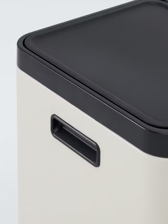 John Lewis 2 Section Recycling Bin, with Handles, 60L, Stone