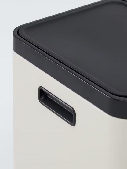 John Lewis 2 Section Recycling Bin, with Handles, 60L, Stone