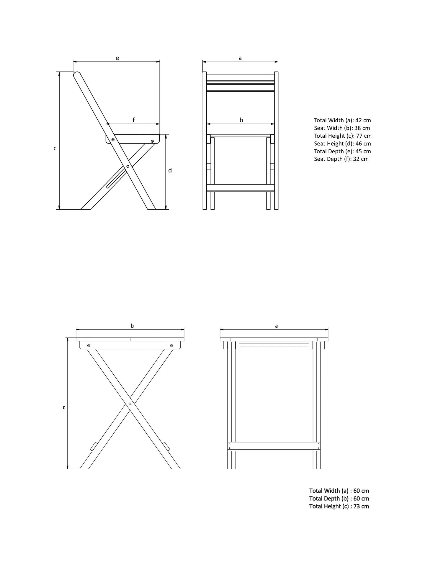John Lewis Acacia Wood Foldable 2-Seater Garden Bistro Table Natural
