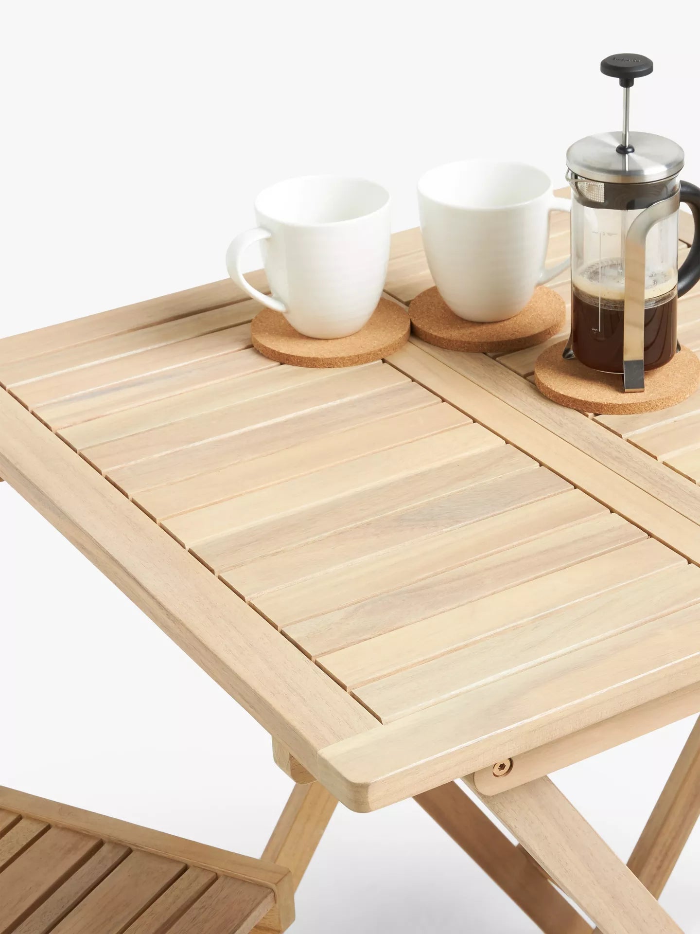 John Lewis ANYDAY Acacia Wood Foldable 2-Seater Garden Bistro Table Natural