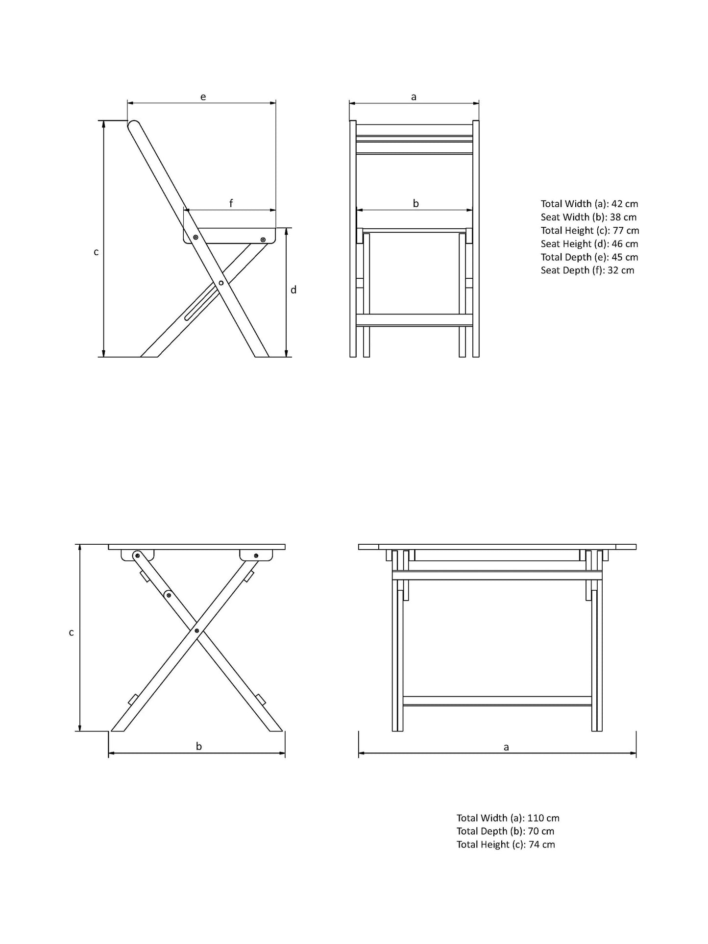 John Lewis Garden Table Acacia Wood Foldable 4-Seater Dining Table & Chairs Set, Natural