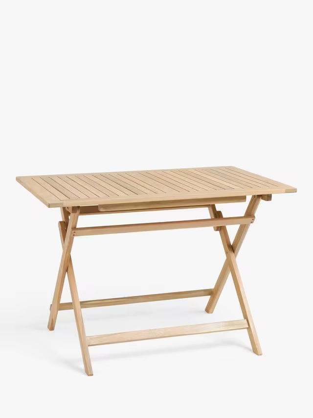 John Lewis ANYDAY Acacia Wood Foldable 3-Seater Garden Dining Table & Chairs Set, Natural