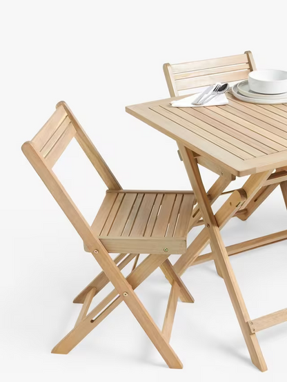John Lewis ANYDAY Acacia Wood Foldable 3-Seater Garden Dining Table & Chairs Set, Natural