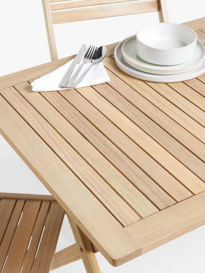 John Lewis ANYDAY Acacia Wood Foldable 3-Seater Garden Dining Table & Chairs Set, Natural