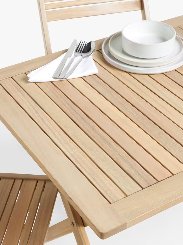 John Lewis Acacia Wood Foldable 4-Seater Garden Dining Table , Natural