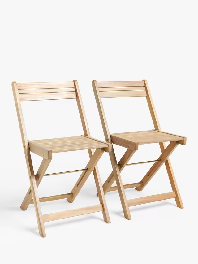 John Lewis ANYDAY Acacia Wood Foldable 3-Seater Garden Dining Table & Chairs Set, Natural