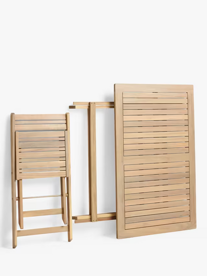 John Lewis Acacia Wood Foldable 4-Seater Garden Dining Table & Chairs Set, Natural