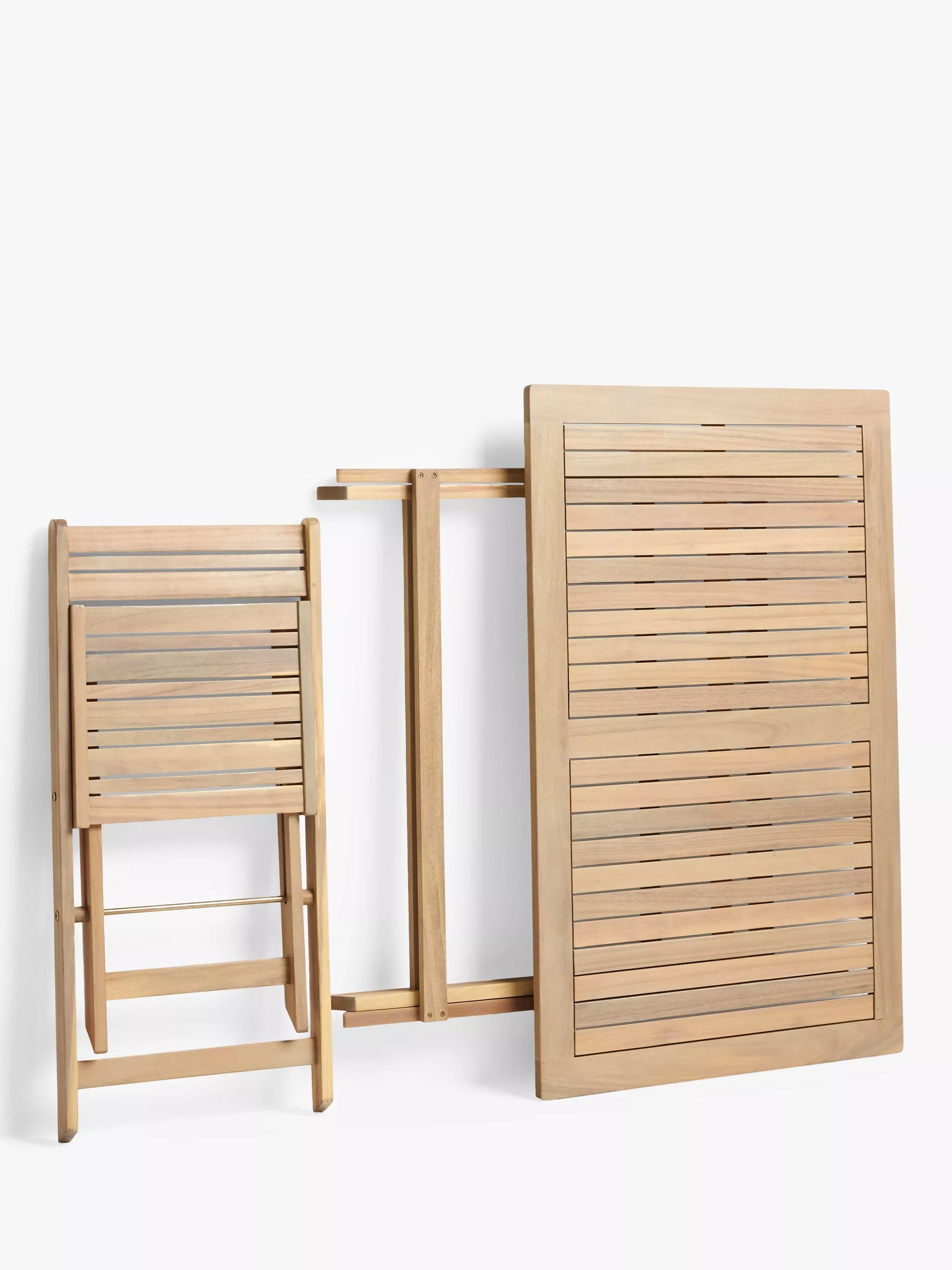 John Lewis ANYDAY Acacia Wood Foldable 3-Seater Garden Dining Table & Chairs Set, Natural