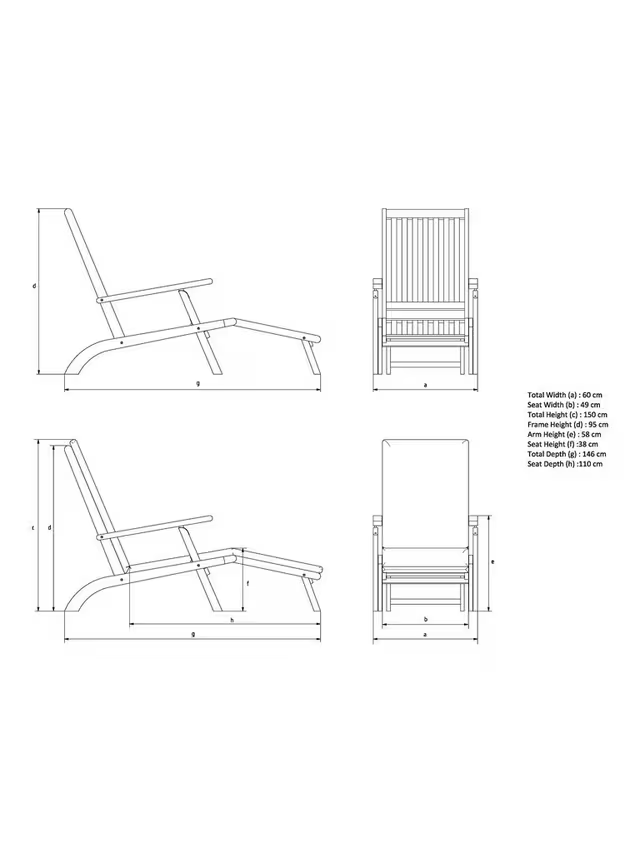 John Lewis ANYDAY Acacia Wood Foldable Garden Steamer Chair, Natural