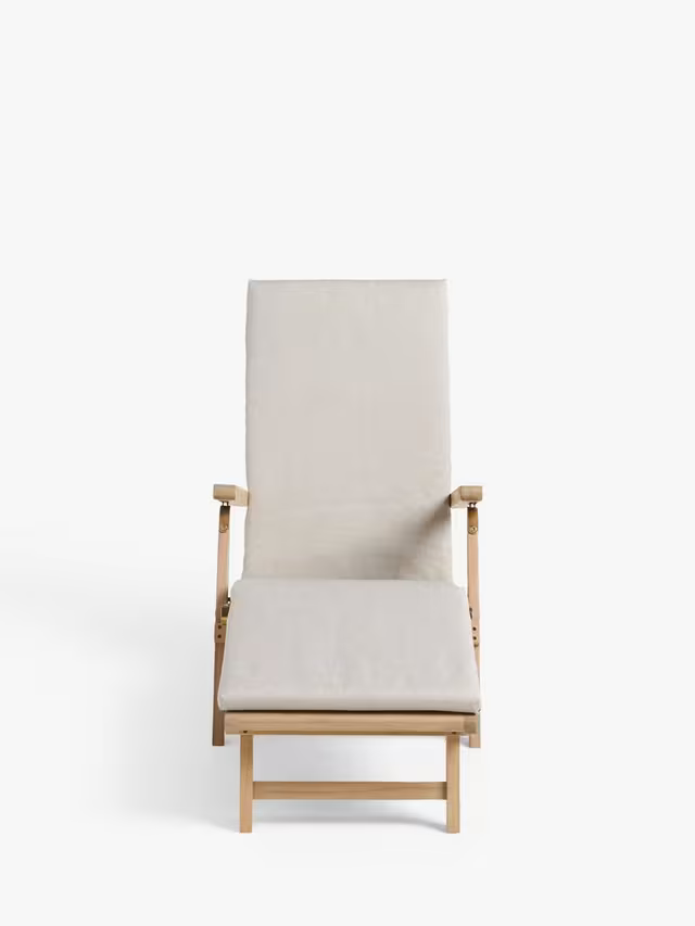 John Lewis ANYDAY Acacia Wood Foldable Garden Steamer Chair, Natural