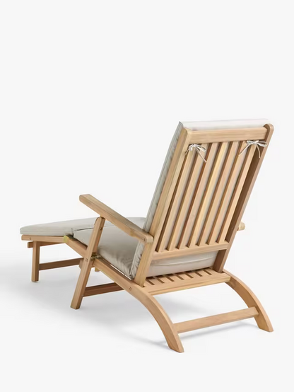 John Lewis ANYDAY Acacia Wood Foldable Garden Steamer Chair, Natural