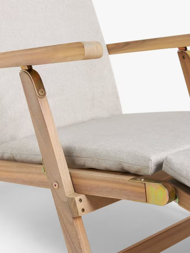 John Lewis ANYDAY Acacia Wood Foldable Garden Steamer Chair, Natural