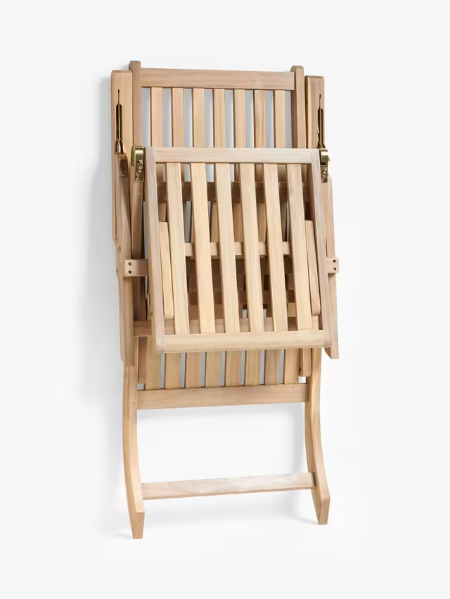 John Lewis ANYDAY Acacia Wood Foldable Garden Steamer Chair, Natural