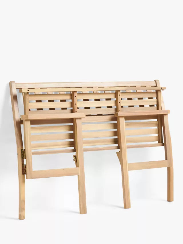 John Lewis Acacia Wood Foldable 2-Seater Garden Bench, Natural