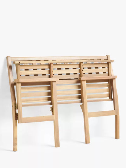 John Lewis Acacia Wood Foldable 2-Seater Garden Bench, Natural