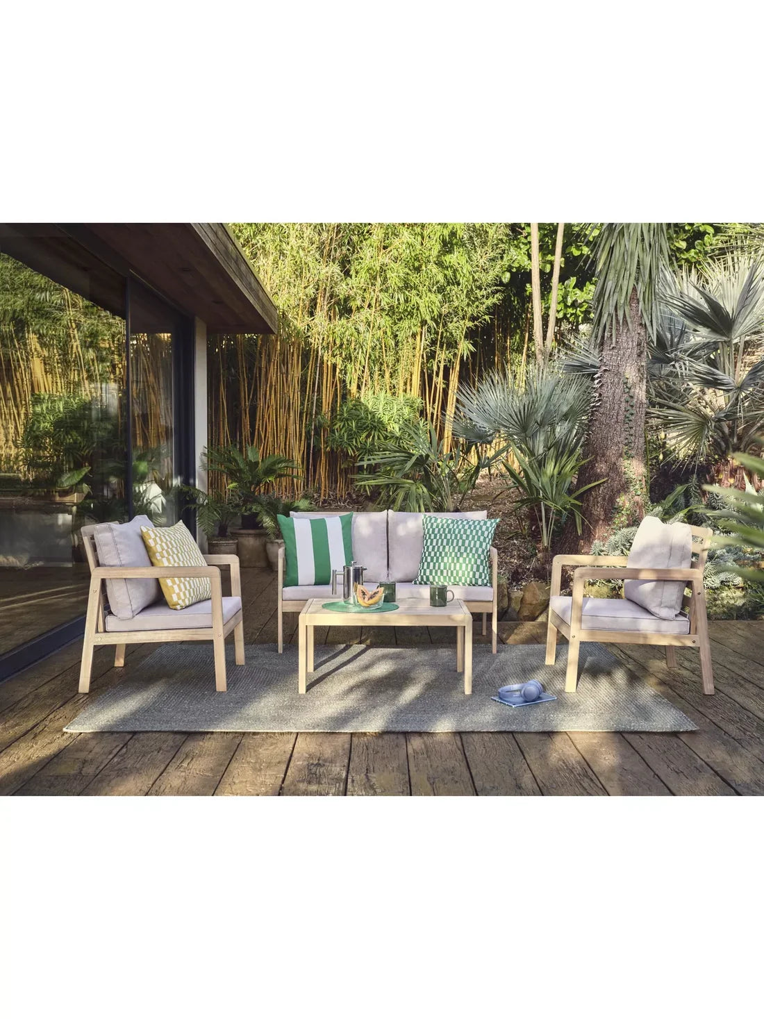 John Lewis ANYDAY Acacia Wood 4-Seater Garden Lounge Set, Natural