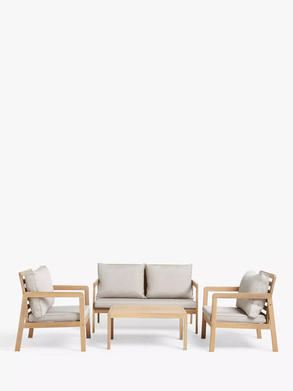 John Lewis ANYDAY Acacia Wood 4-Seater Garden Lounge Set, Natural