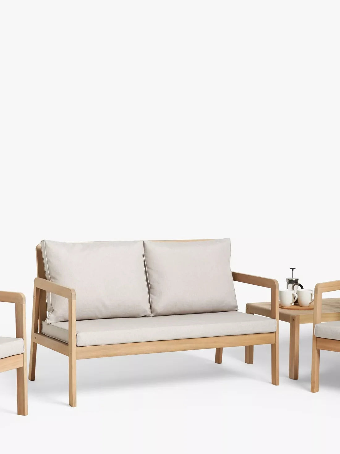 John Lewis ANYDAY Acacia Wood 4-Seater Garden Lounge Set, Natural