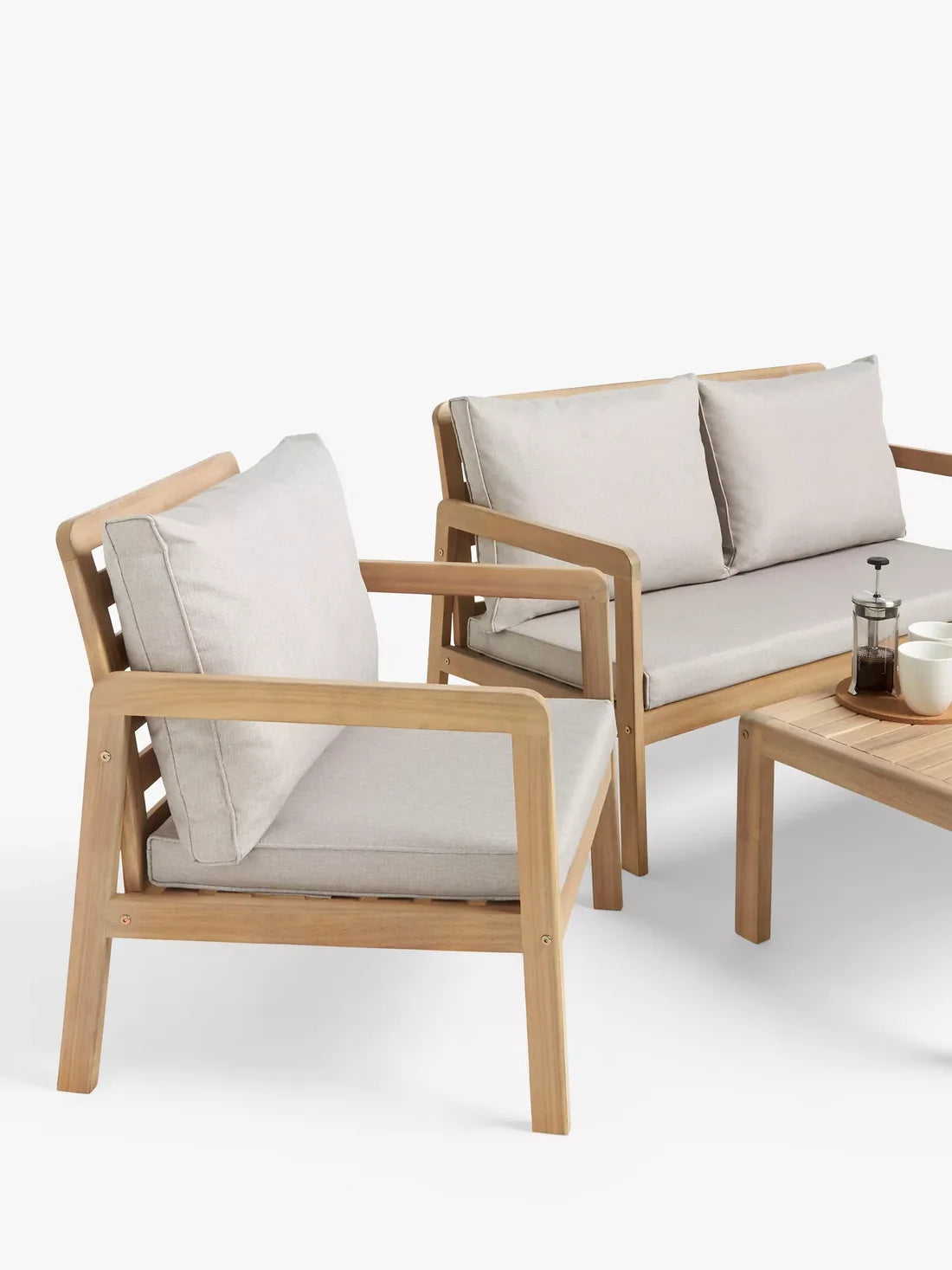 John Lewis ANYDAY Acacia Wood 4-Seater Garden Lounge Set, Natural