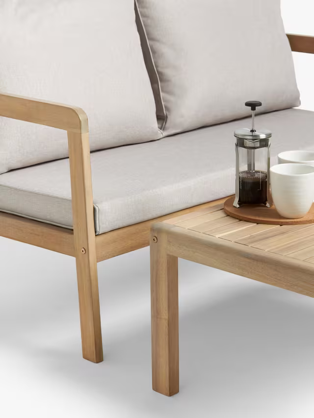 John Lewis Acacia Wood 4-Seater Garden Lounge Set, Natural
