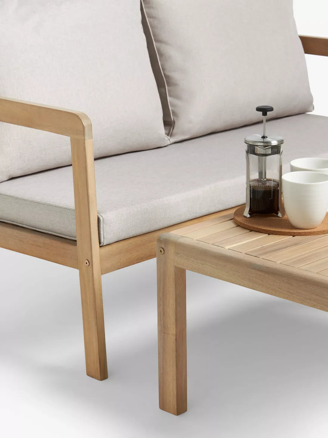 John Lewis ANYDAY Acacia Wood 4-Seater Garden Lounge Set, Natural