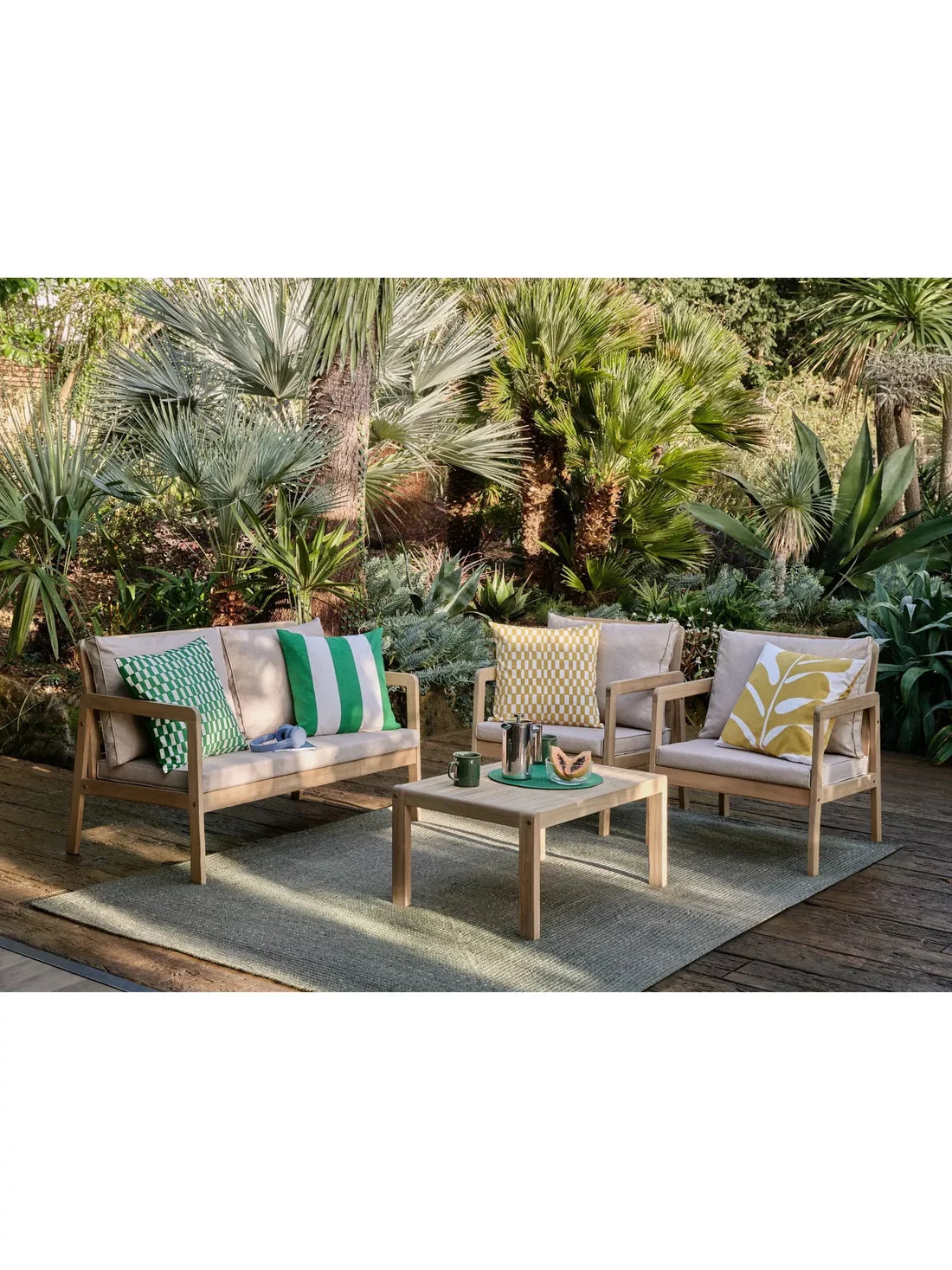John Lewis ANYDAY Acacia Wood 4-Seater Garden Lounge Set, Natural