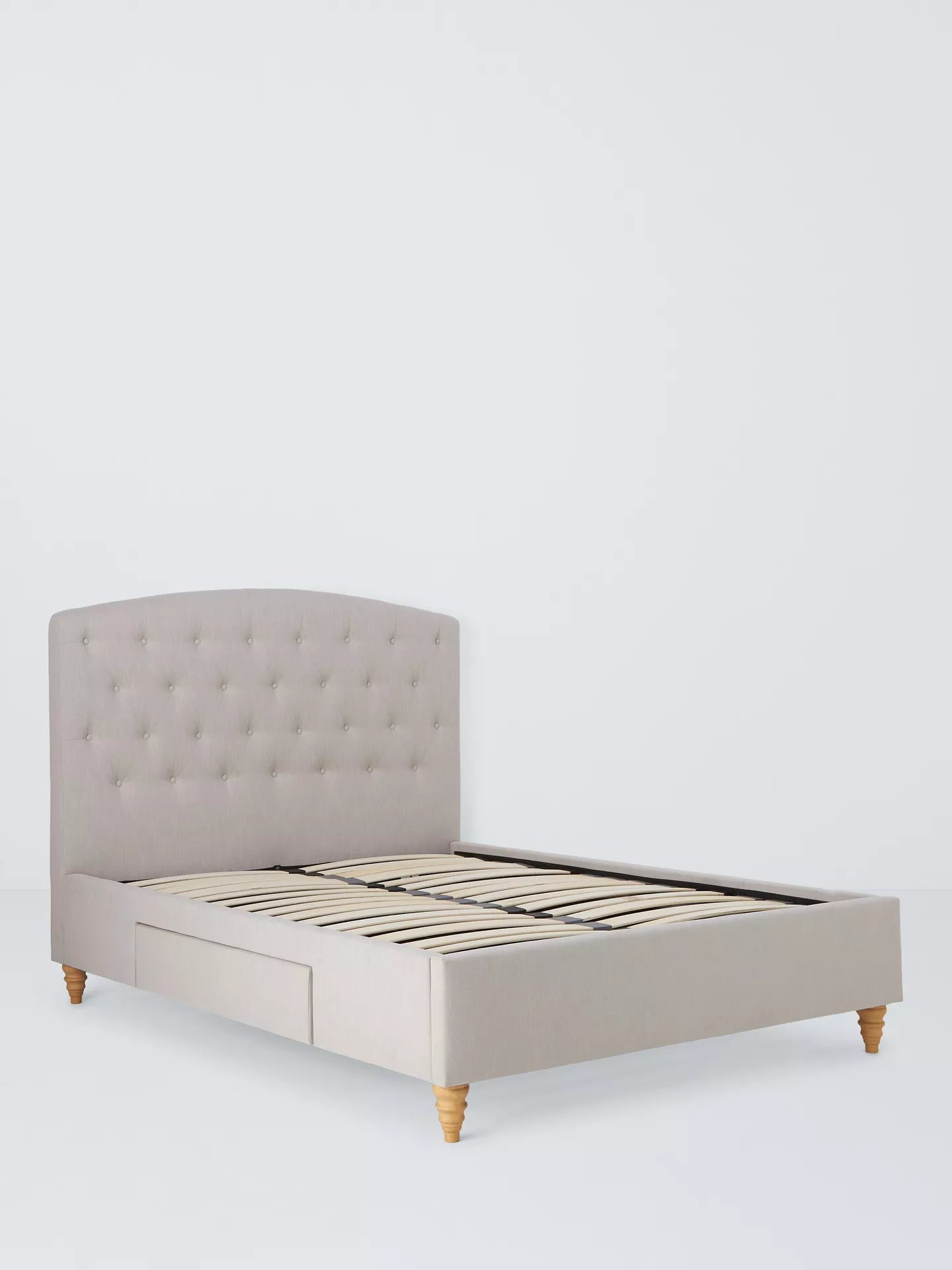 John Lewis Rouen 2 Drawer Storage Upholstered Bed Frame, King Size, Cotton Effect Beige