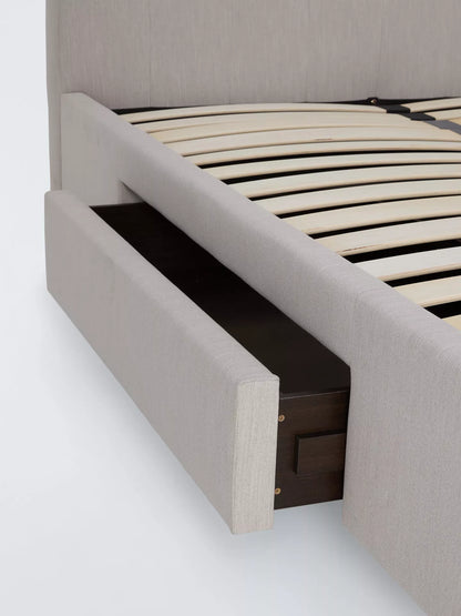John Lewis Rouen 2 Drawer Storage Upholstered Bed Frame, King Size, Cotton Effect Beige