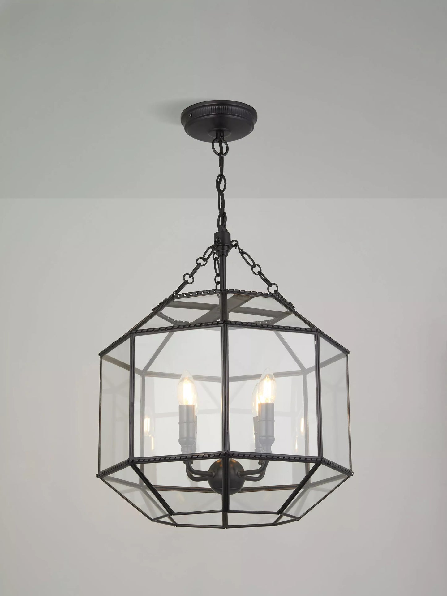 John Lewis Earle Glass Pendant Ceiling Light, Black