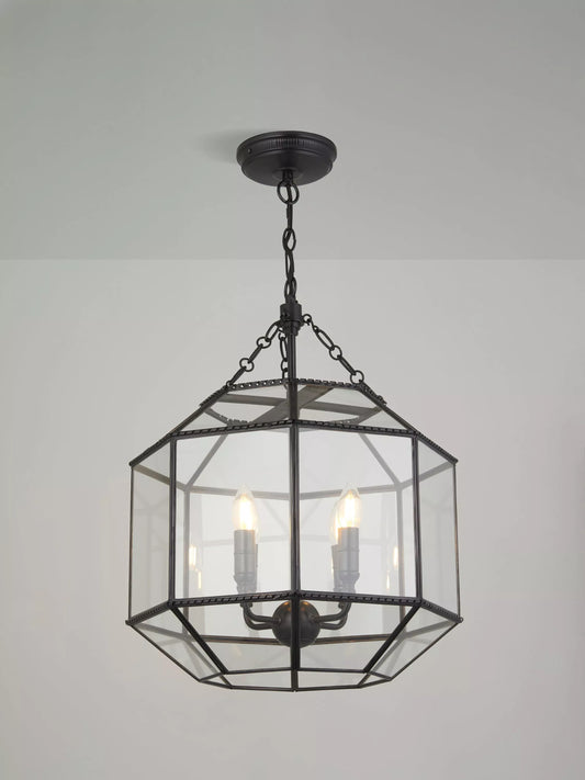John Lewis Earle Glass Pendant Ceiling Light, Black