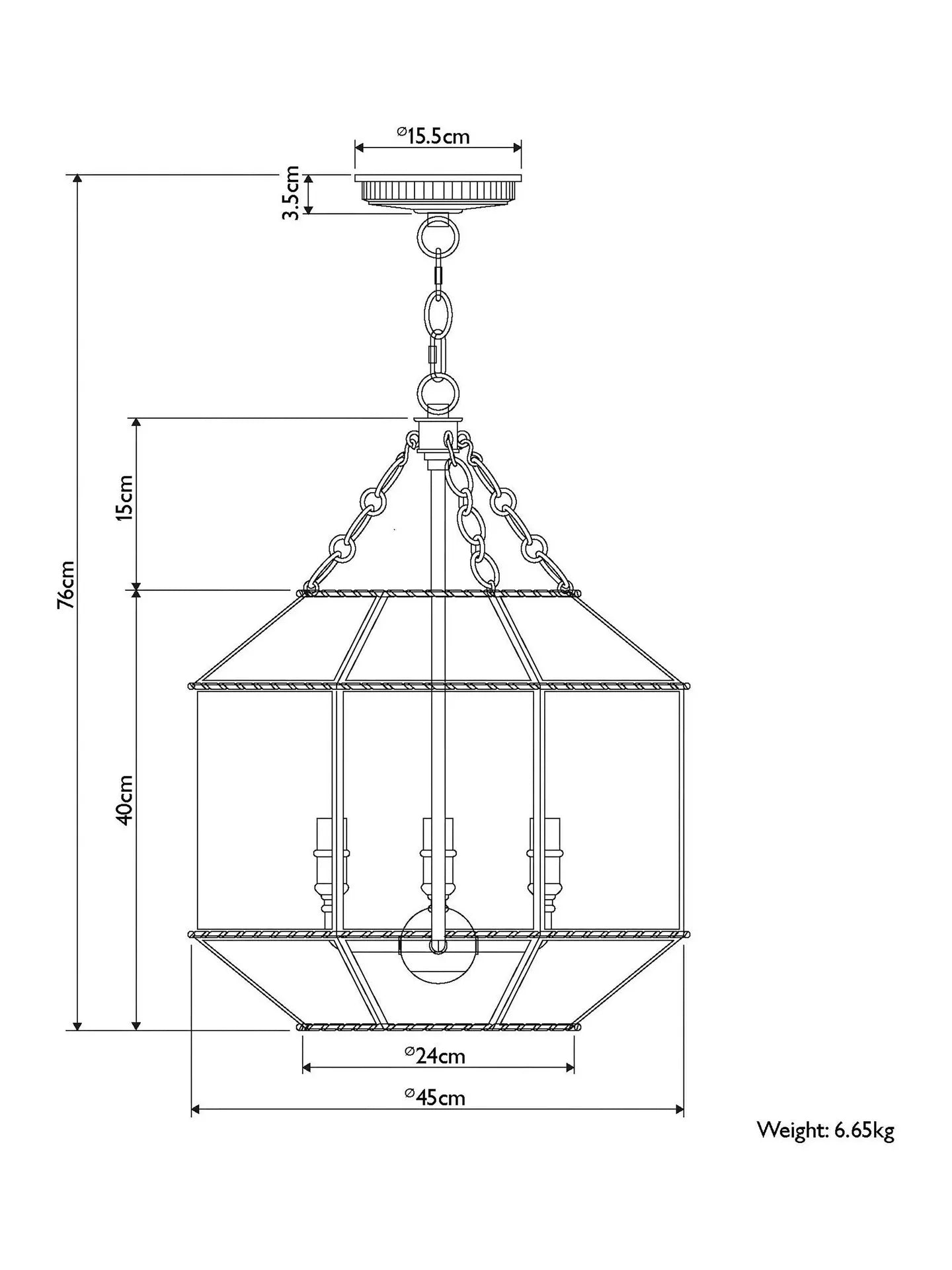 John Lewis Earle Glass Pendant Ceiling Light, Black