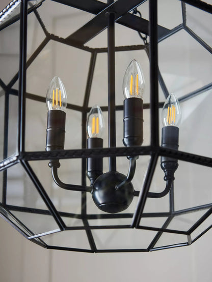 John Lewis Earle Glass Pendant Ceiling Light, Black