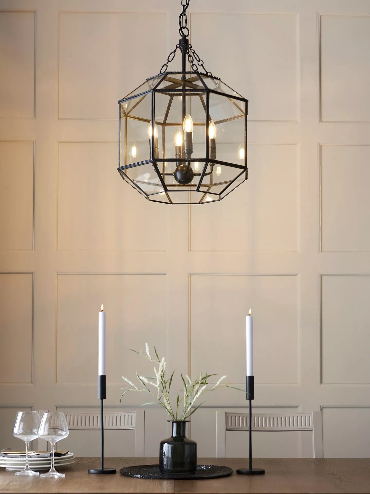 John Lewis Earle Glass Pendant Ceiling Light, Black