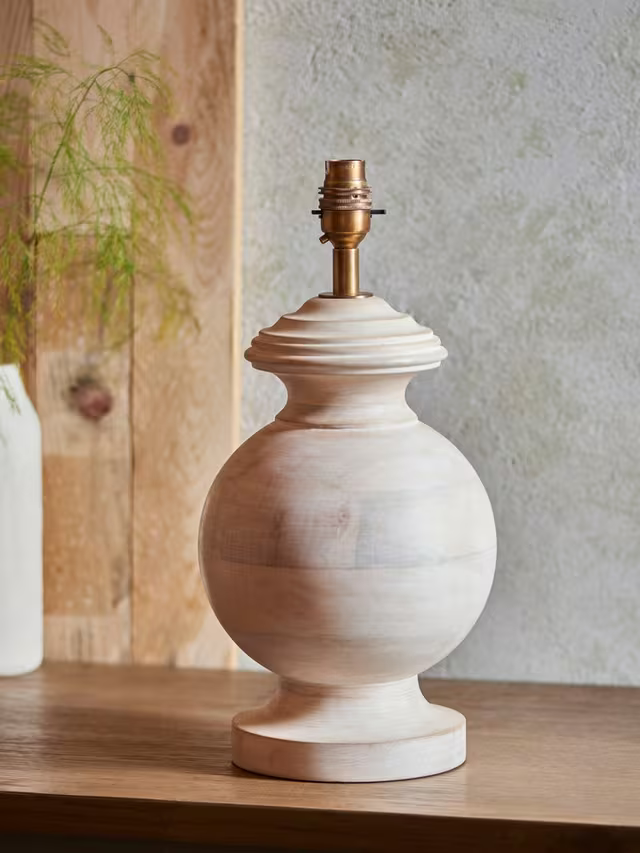 John Lewis Mango Wood Lamp Base, White Wash