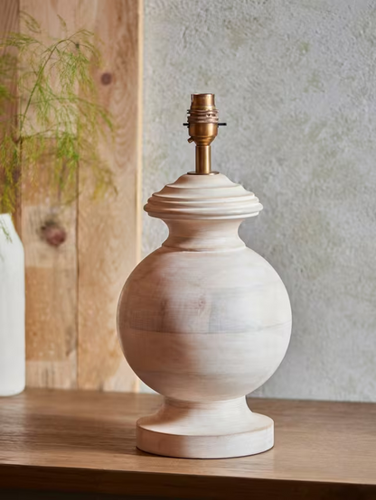John Lewis Mango Wood Lamp Base, White Wash