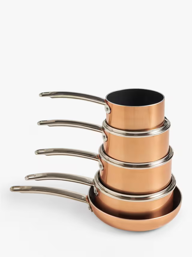 John Lewis Aluminium Non-Stick Pan Set, 5 Piece, Copper