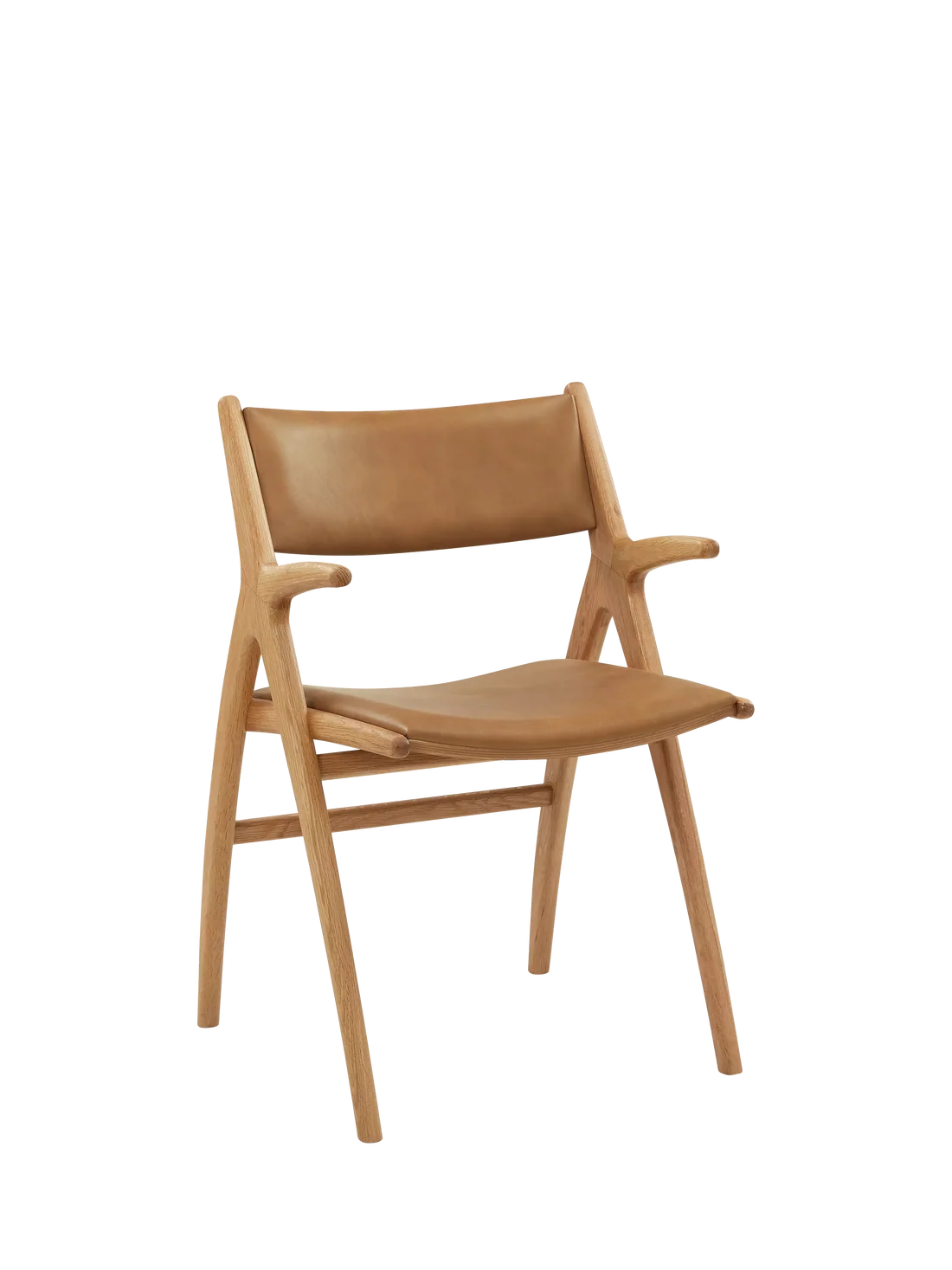 John Lewis X-Ray Leather Dining Armchair, Oak/Camel
