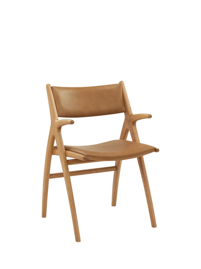 John Lewis X-Ray Leather Dining Armchair, Oak/Camel