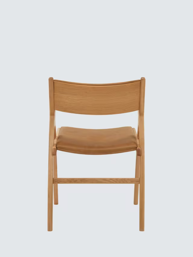 John Lewis X-Ray Leather Dining Armchair, Oak/Camel