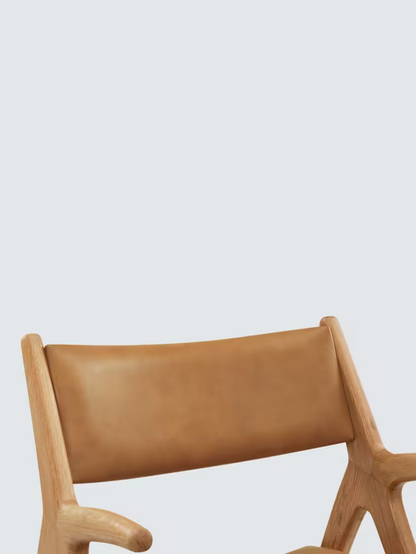 John Lewis X-Ray Leather Dining Armchair, Oak/Camel