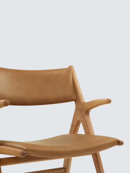 John Lewis X-Ray Leather Dining Armchair, Oak/Camel