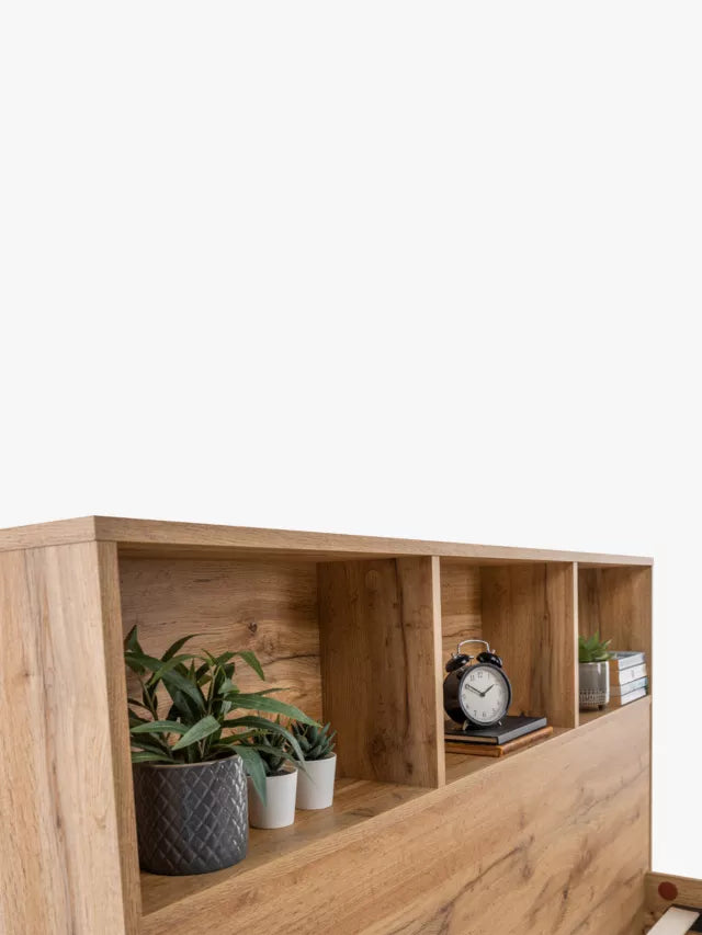 Julian Bowen Bali Bookcase Bed Frame, King Size, Oak