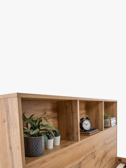 Julian Bowen Bali Bookcase Bed Frame, King Size, Oak