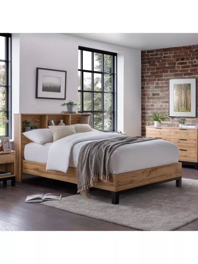 Julian Bowen Bali Bookcase Bed Frame, King Size, Oak